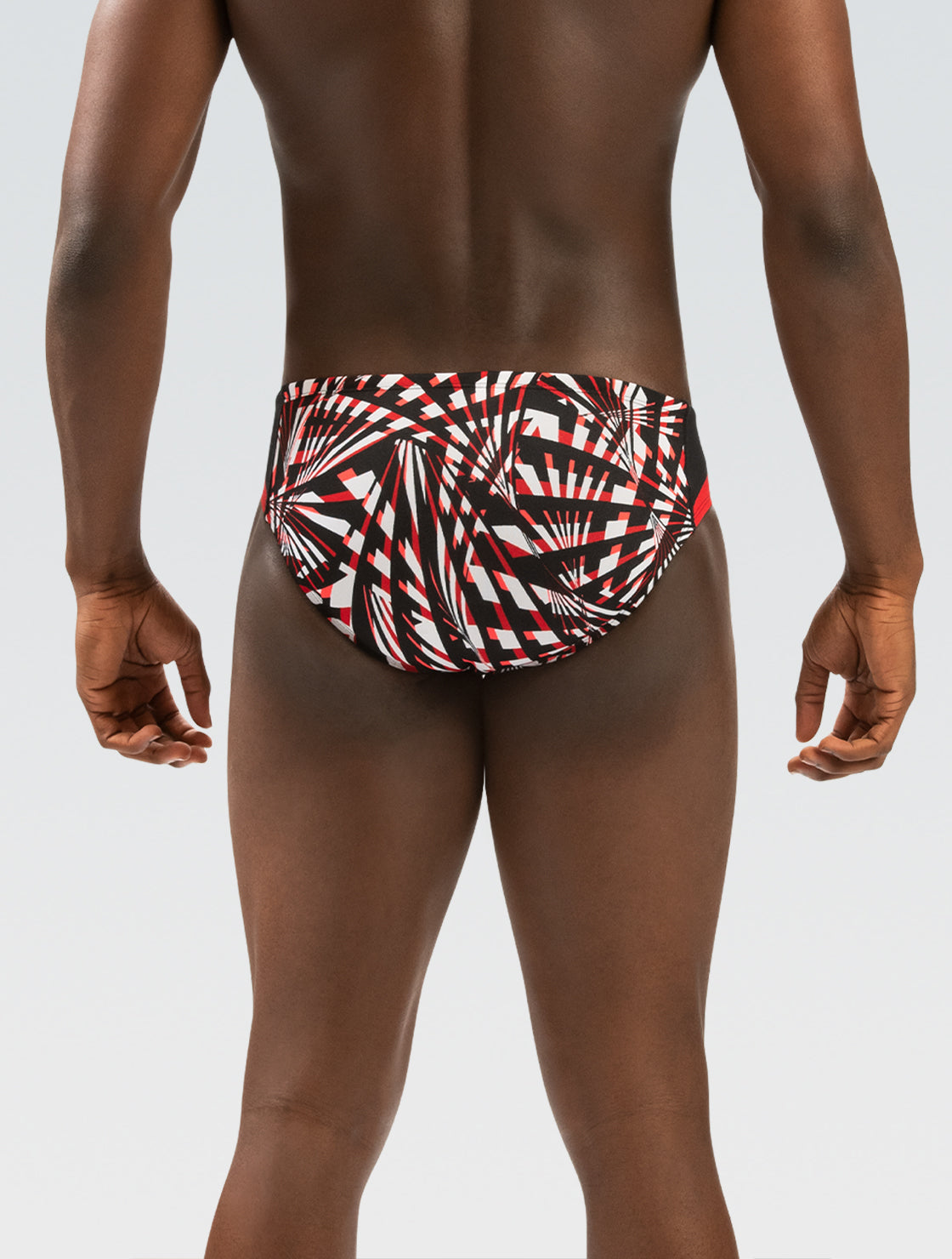 Reliance Men's Atomic Red Printed Color Block Racer Swimsuit