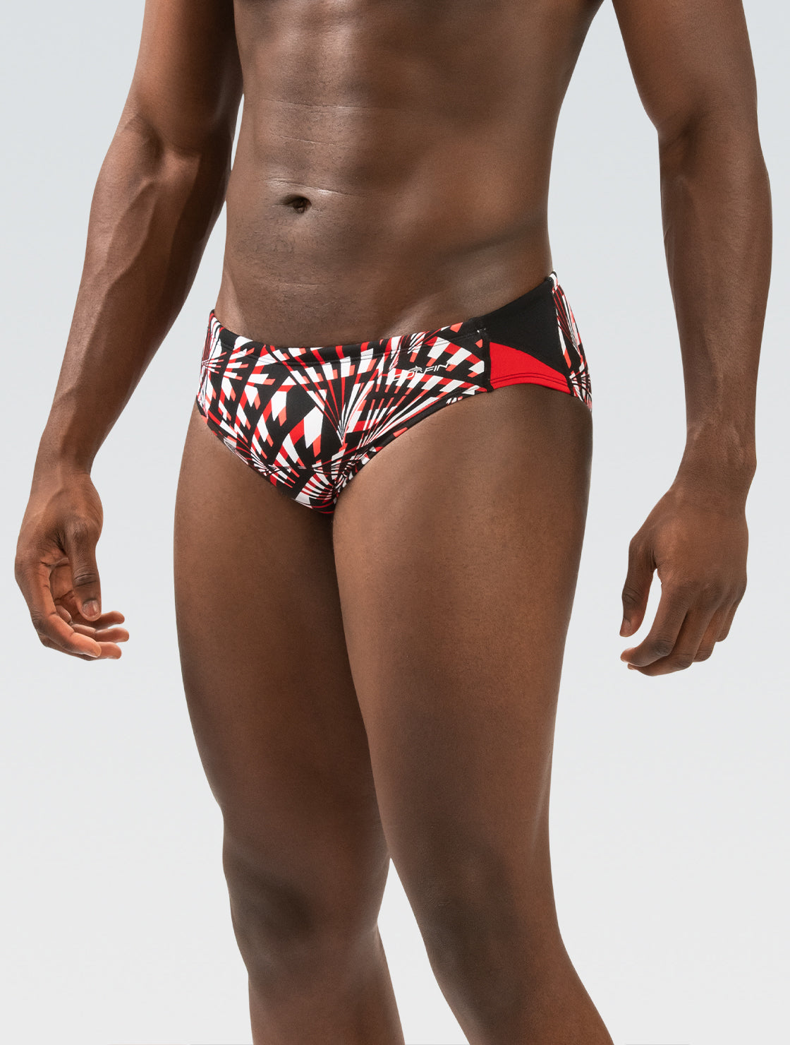Reliance Men's Atomic Red Printed Color Block Racer Swimsuit