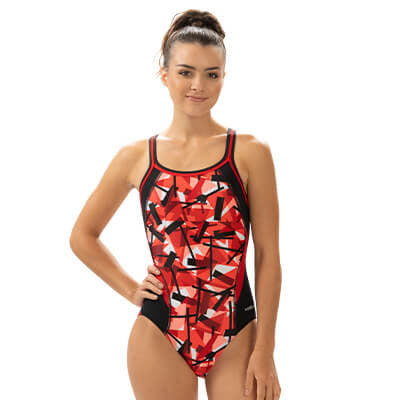 Dolfin Reliance Razor Red Color Block DBX Back One Piece