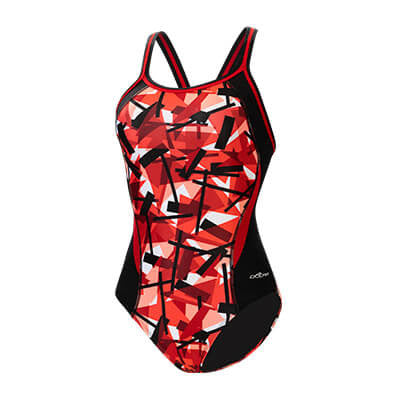 Dolfin Reliance Razor Red Color Block DBX Back One Piece